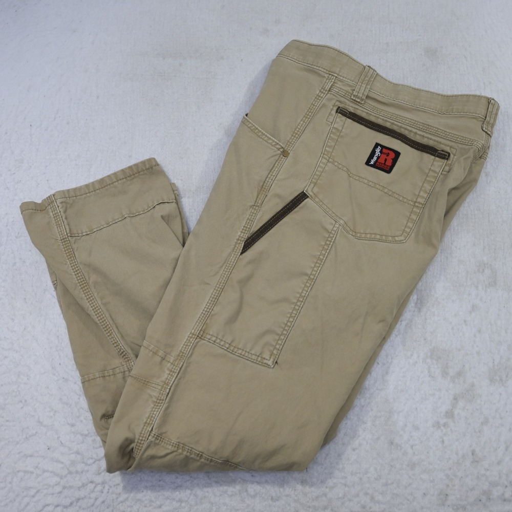 Wrangler Riggs Workwear Carpenter Pants Mens 36x30 Tan Khaki Stretch Canvas